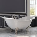 Cambridge Plumbing Cast iron double slipper soaking tub w/lion’s paw feet and deck mnt  faucet 684D Brushed Nickel 72" DES-684D-PKG-BN-7DH